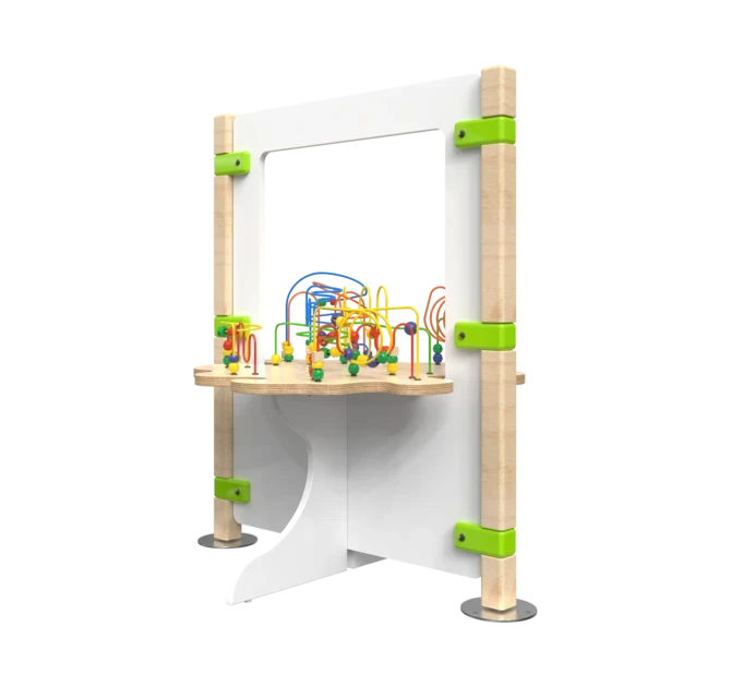 Hekwerk voor een kinderhoek met een kralentafel | IKC Hekwerken