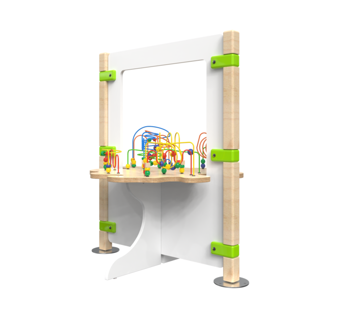 Hekwerk voor een kinderhoek met een kralentafel | IKC Hekwerken