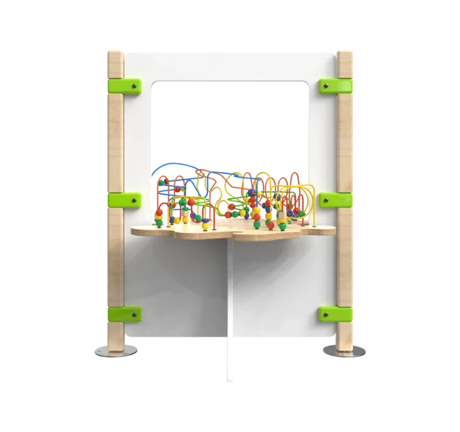 Hekwerk voor een kinderhoek met een kralentafel | IKC Hekwerken