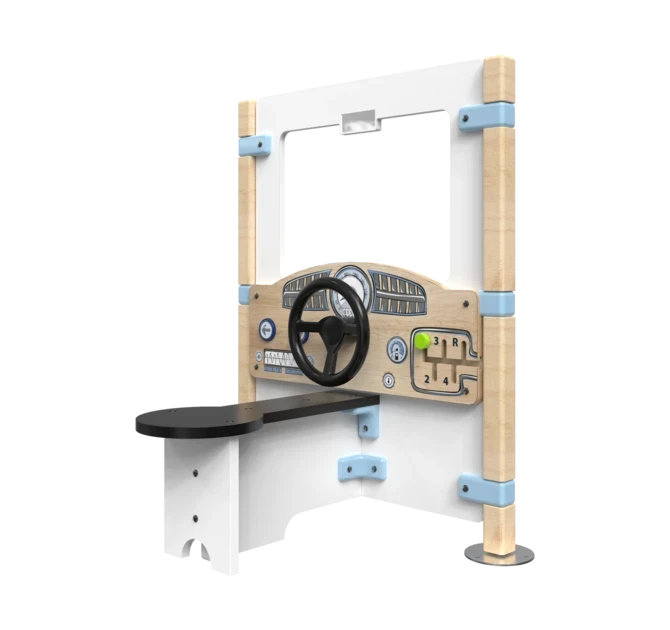 Hekwerk Dashboard is een speelpaneel met daarop een dashboard en stuur | IKC Hekwerken