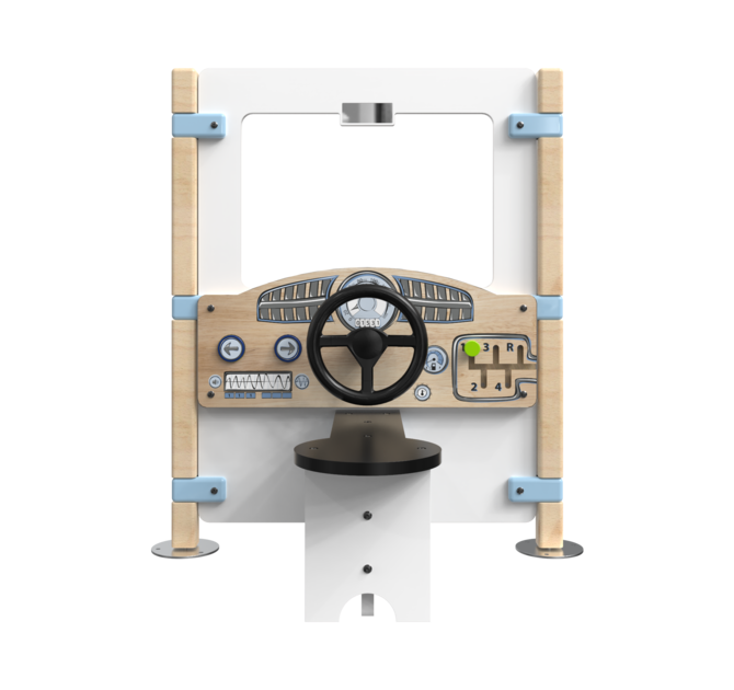 Hekwerk Dashboard is een speelpaneel met daarop een dashboard en stuur | IKC Hekwerken