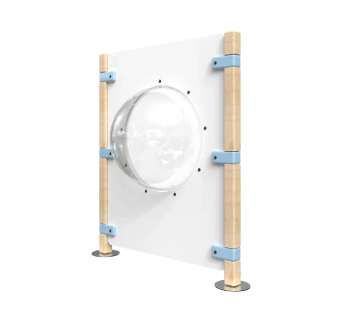 Hekwerk voor een kinderhoek met een dome om door te kijken | IKC Hekwerken