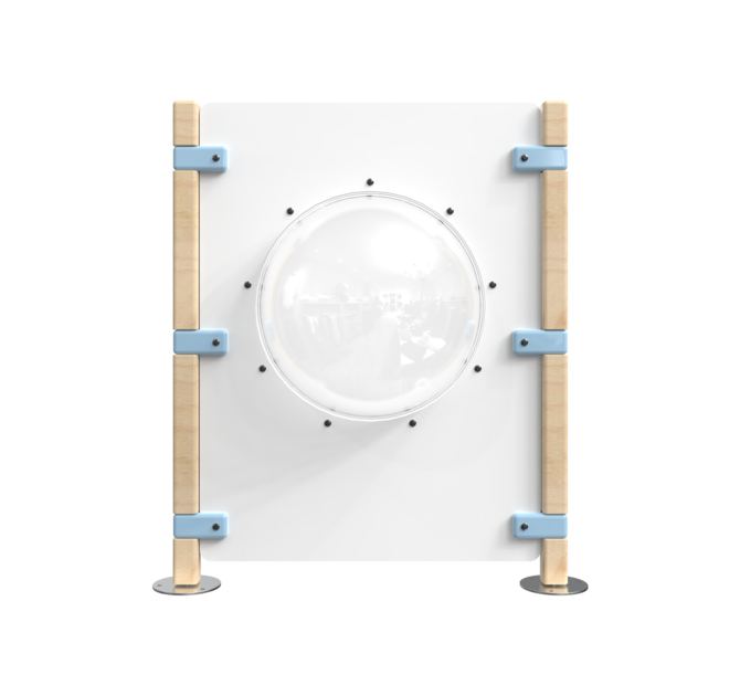 Hekwerk voor een kinderhoek met een dome om door te kijken | IKC Hekwerken