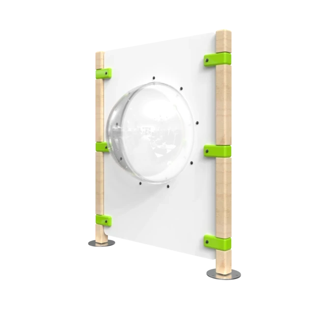 Hekwerk voor een kinderhoek met een dome om door te kijken | IKC Hekwerken