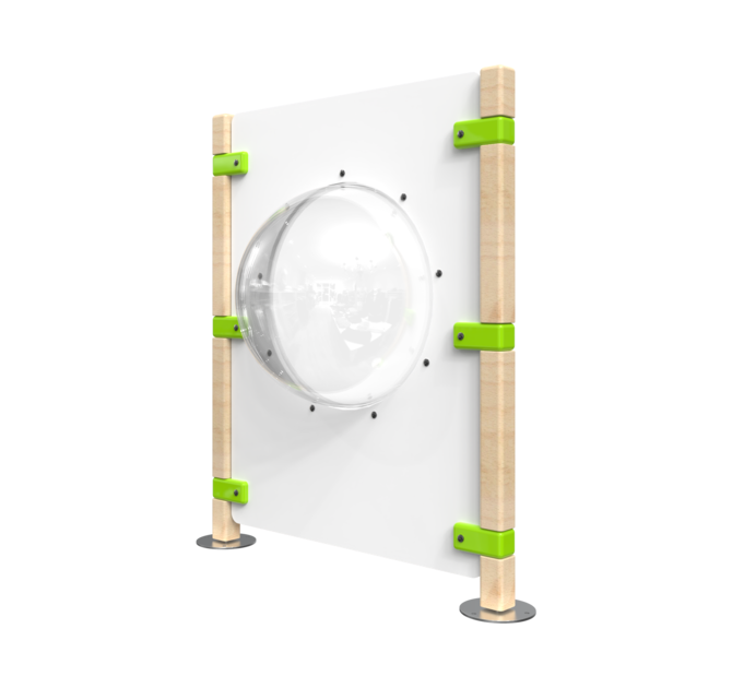 Hekwerk voor een kinderhoek met een dome om door te kijken | IKC Hekwerken