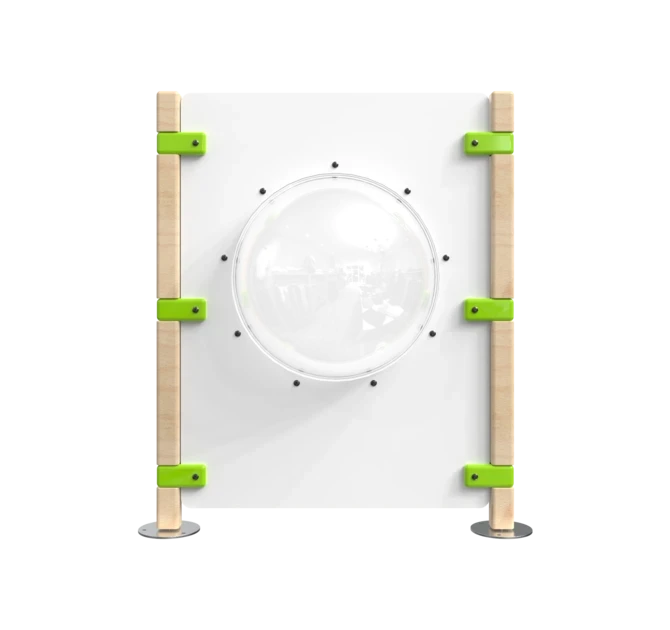 Hekwerk voor een kinderhoek met een dome om door te kijken | IKC Hekwerken