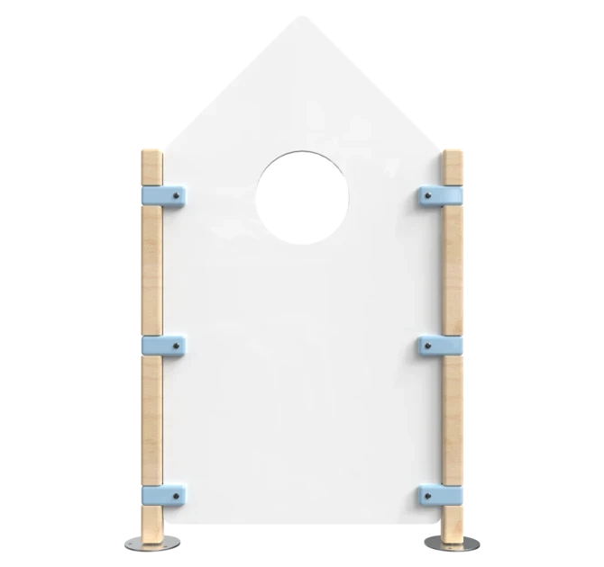 Hekwerk in de vorm van een huis voor kinderhoek | IKC Hekwerken