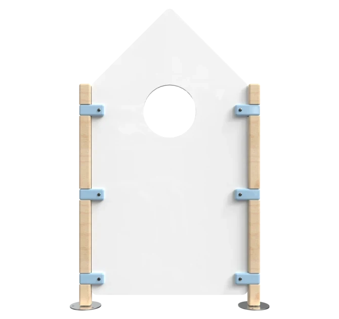 Hekwerk in de vorm van een huis voor kinderhoek | IKC Hekwerken