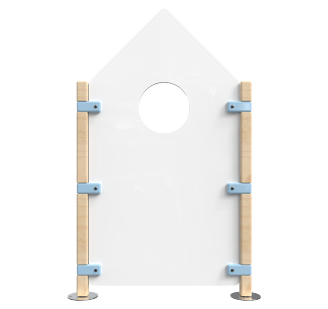 Hekwerk in de vorm van een huis voor kinderhoek | IKC Hekwerken