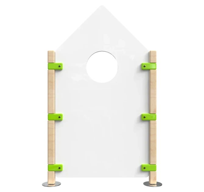 Hekwerk in de vorm van een huis voor kinderhoek | IKC Hekwerken