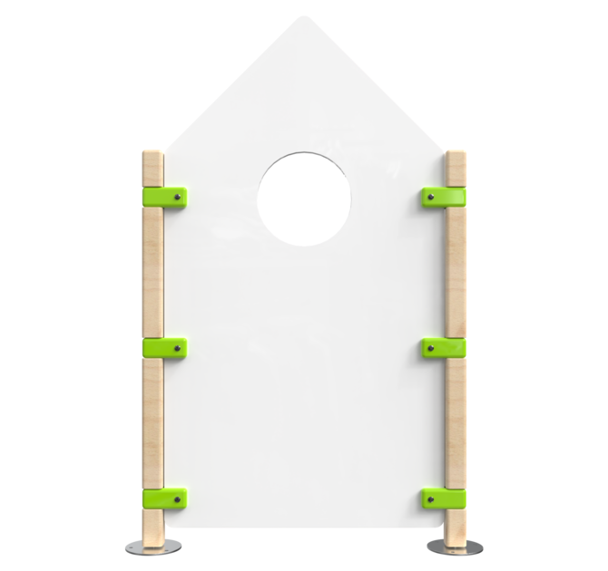 Hekwerk in de vorm van een huis voor kinderhoek | IKC Hekwerken