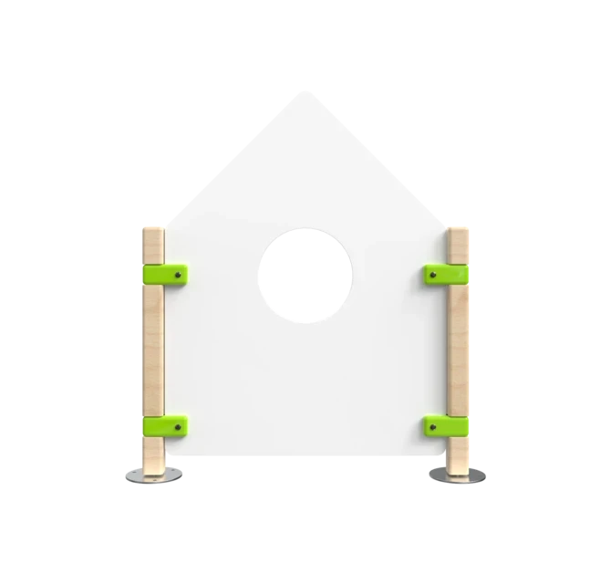 Laag hekwerk voor kinderhoek in de vorm van een huis | IKC Hekwerken