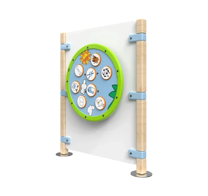 Hekwerk voor kinderhoek met een wandspel speelwiel | IKC Hekwerken