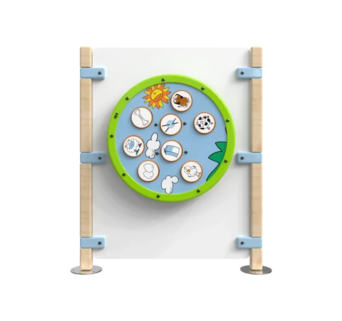 Hekwerk voor kinderhoek met een wandspel speelwiel | IKC Hekwerken