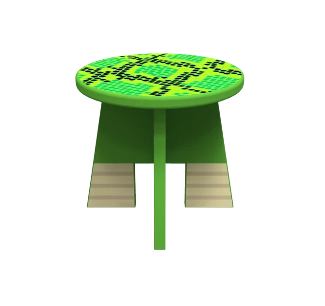 Houten krukje voor kinderen in een kinderhoek of wachtkamer met een dieren thema | IKC kindermeubels