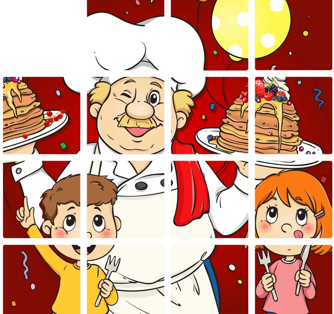 Custom made IKC Sliding Puzzle spel voor Pannenkoekenbakker Buren