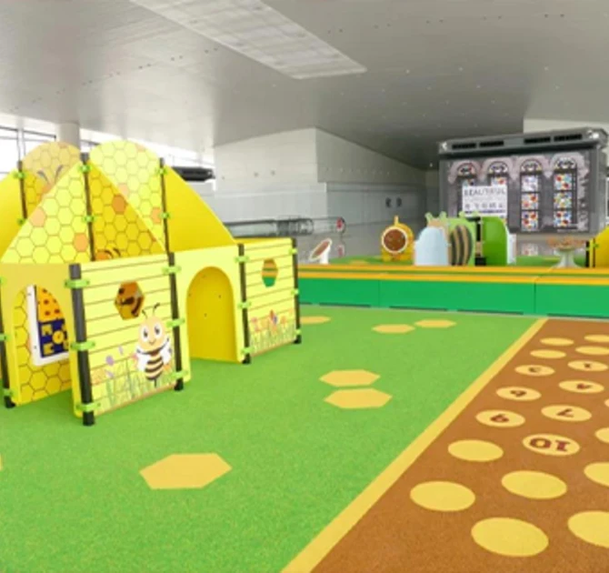 speelruimte met hekken en EPDM speelvloer