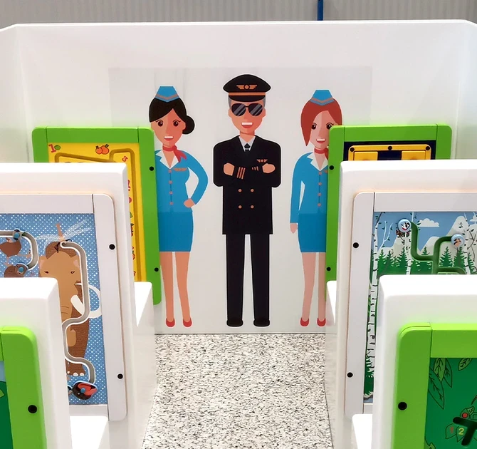 speelhoek voor kinderen met vliegveld thema