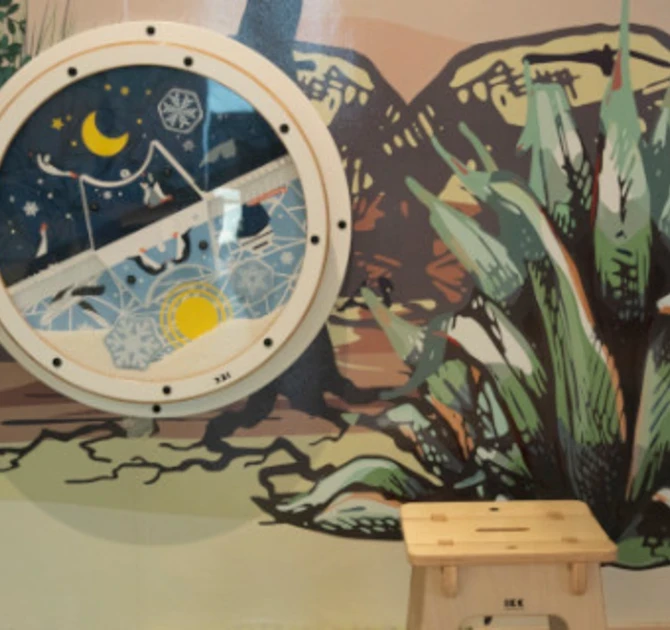 wandspel inrichting kinderhoek kinderkrukje