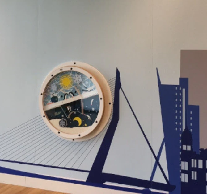 Skyline van Rotterdam op forex wandbekleding voor een kinderspeelhoek