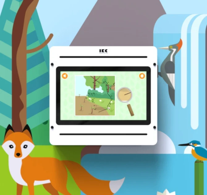 Kinderspeelhoek wanddesign met spelcomputer