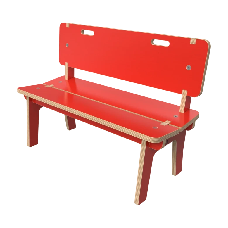 Rood houten bankje voor kinderen | IKC kindermeubels