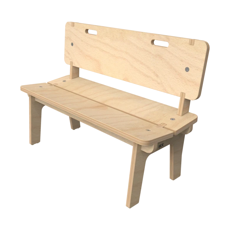 Houten bankje voor kinderen met rugleuning | IKC kindermeubels