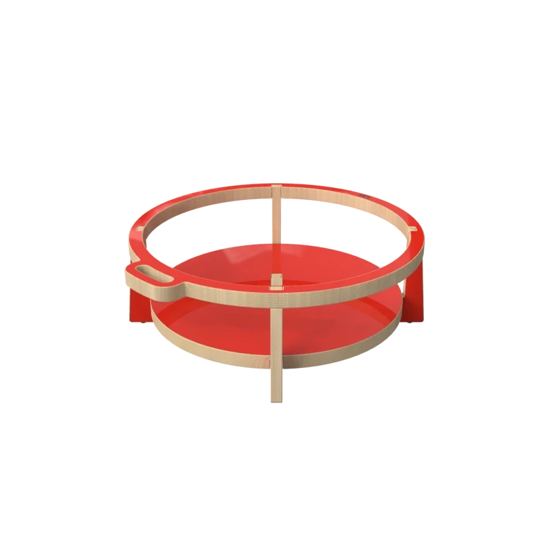 Houten krukje voor kinderen ontworpen voor ronde zachte zit elementen genaamd Soft Play | IKC Kindermeubels Softplay