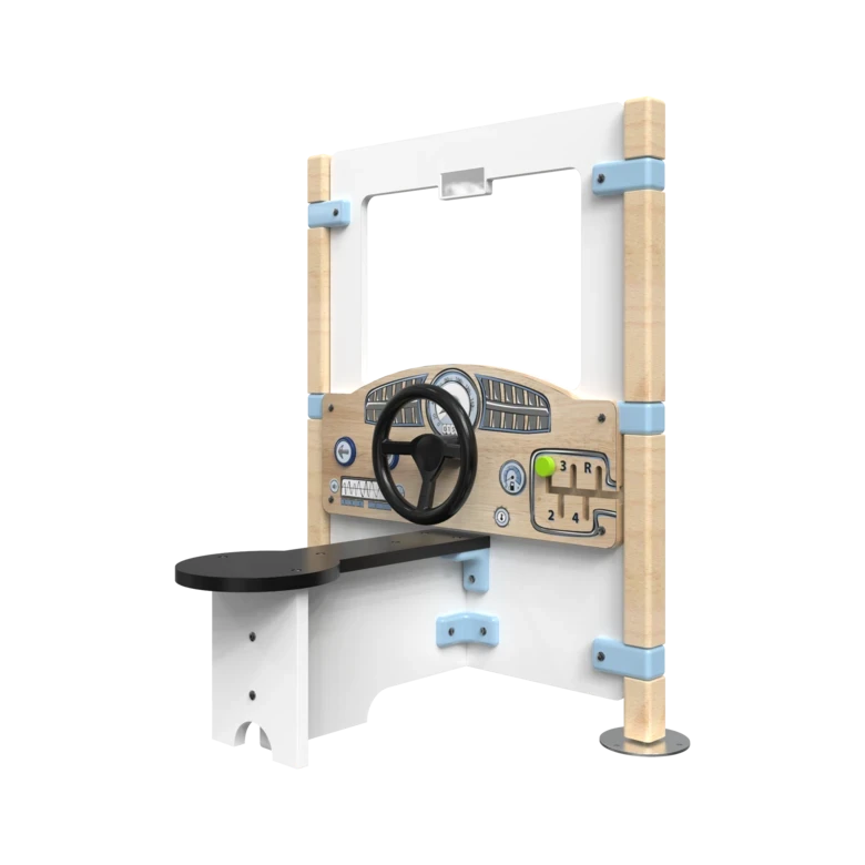 Hekwerk Dashboard is een speelpaneel met daarop een dashboard en stuur | IKC Hekwerken