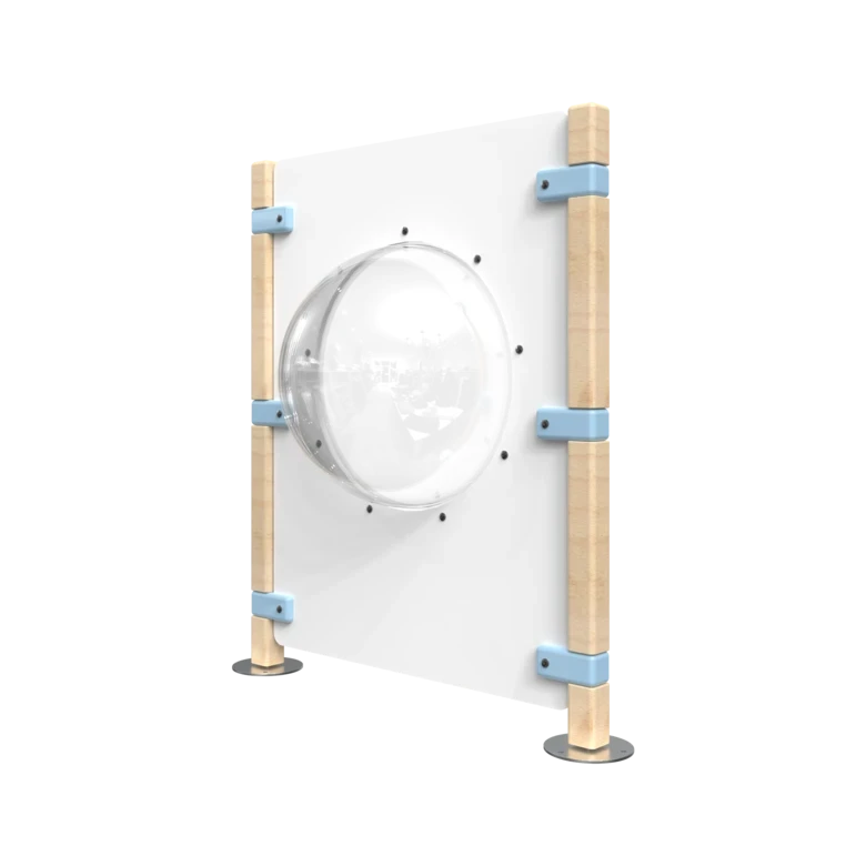 Hekwerk voor een kinderhoek met een dome om door te kijken | IKC Hekwerken