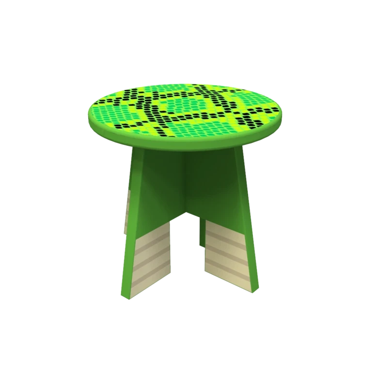 Houten krukje voor kinderen in een kinderhoek of wachtkamer met een dieren thema | IKC kindermeubels