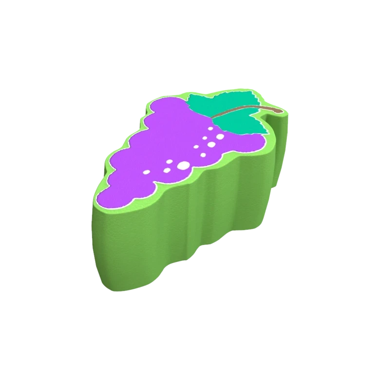 Zacht handgemaakt zitkussen voor kinderen in een fruit thema kinderhoek of wachtruimte in de vorm van een druiven tros | IKC Softplay 