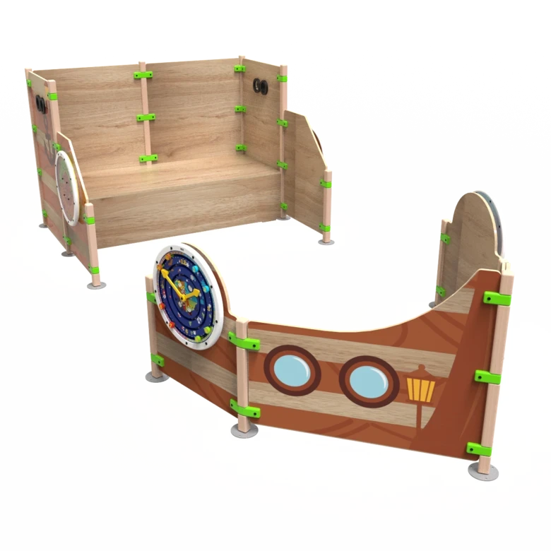 Een speelsysteem met veel speelmogelijkheden in de vorm van een boot | IKC speelhuizen