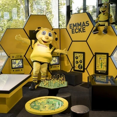 Speelhoek voor kinderen bij in stijl van voetbalclub Borussia Dortmund